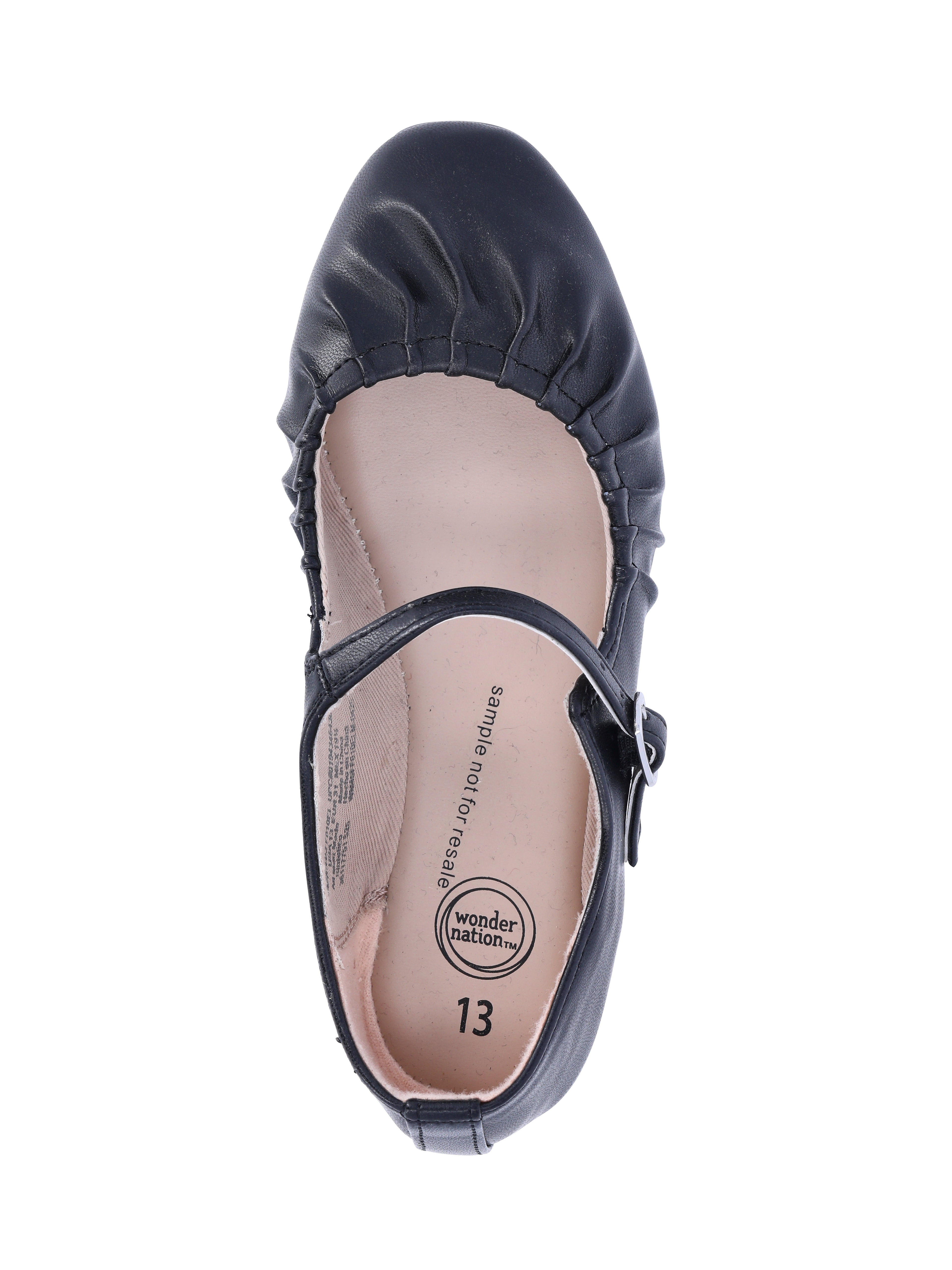 Wonder Nation Little Girls and Big Girls Scrunch Ballet Dress Shoes, Black