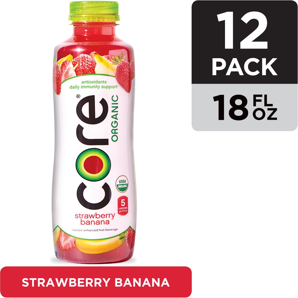 CORE Organic Strawberry Banana Fruit Infused Beverage, 18 Fl Oz Bottles
