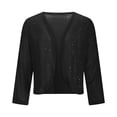 thumbnail image 6 of Girls Sparkly Cardigan, Lightweight Long Sleeve Cropped Open Front Thin Coat for Party, School, and Loungewear, Solid Color Layering Piece, Versatile for Casual and Special Occasion Outfits - Black, 6 of 8