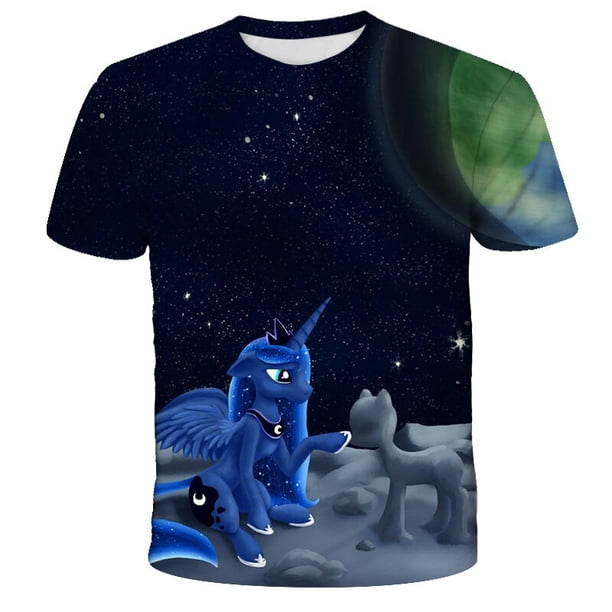 Camiseta con estampado de unicornio en 3D de verano, camiseta de unicornio rosa bonita, camisetas de verano para niñas, ropa de dibujos animados para niños, camisetas informales para adolescentes Gao Jinjia LED
