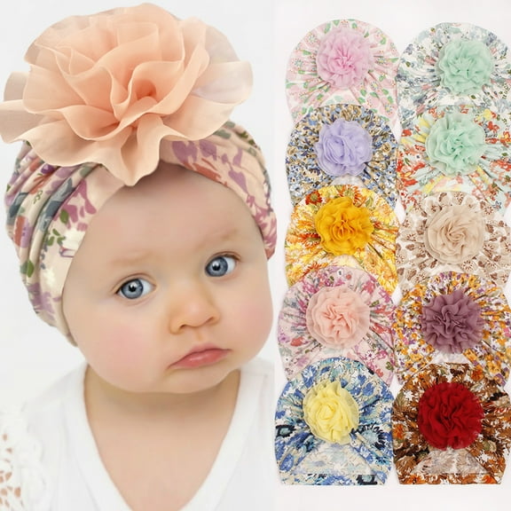 Baby Flower Knot Donut Bow Beanie Turban Hat Cap Bonnet Headwrap