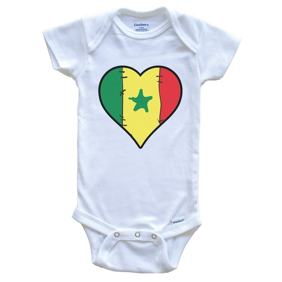 Senegal Heart Senegalese Flag Baby Bodysuit
