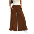 thumbnail image 2 of Women's High Waisted Wide Leg Pants Side Slit Flowy Palazzo Trousers Casual Yoga Yoga Pants, 2 of 6