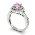 thumbnail image 2 of 1.3125 ct Round Cut Simulated Pink Diamond with Simulated Diamond Halo Accents 18K White Gold Womens Engagement Ring, 2 of 5