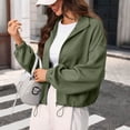 thumbnail image 5 of Pounoo Jackets for Women Stand Collar Long Sleeve Drawstring Hem Jacquard Plain Womens Jacket Relaxed Fit Travel Wear Wrinkle Resistant Jean Jacket Women, 5 of 8