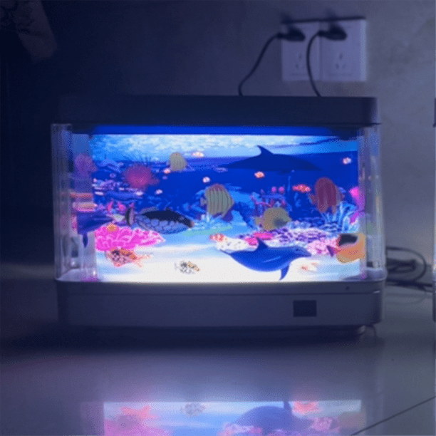 Artificial Tropical Fish Tank Lamp Aquarium Night Light Virtual Ocean  Dynamic LED Table Lamp Room Decoration Gift USplug 