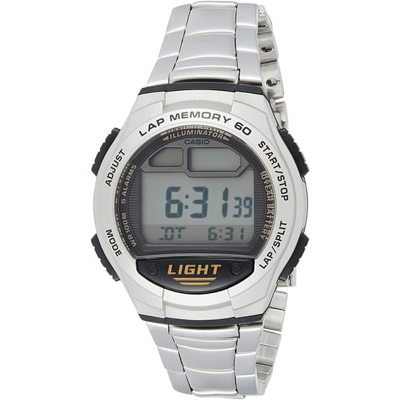 Men's Digital Quartz 60-Lap Memory Resin / Stainless Steel Watch W734D-1AV