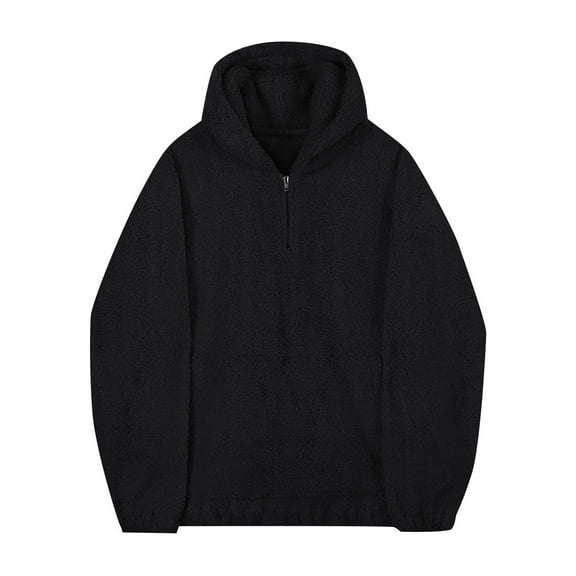 Hoodies for Men Pullover Graphic Hoodies Mens Fuzzy Pullover Hoodie Sweatshirts 1/4 Zip Up Oversized Top Long Sleeve Jacket With Pockets