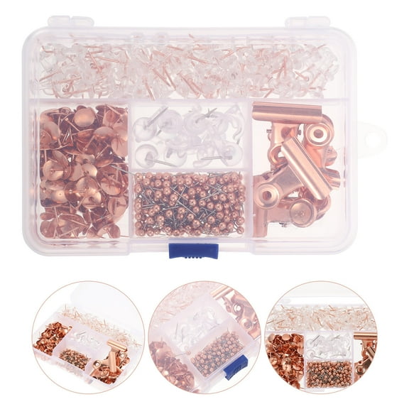 LEORX 1 Set of Push Paper Clip Metal Rose Gold Paper Clips and Page Clips for Office Work