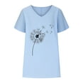 thumbnail image 4 of Wycnly Summer Tops for Women Cute Tops for Women Loose Breathable Comfy Cotton Linen Tees 2025 Fashion Dandelion Print Shirt Girls V-Neck Short Sleeve Shirt Top, 4 of 4