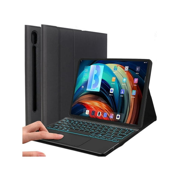 Bluetooth Touchpad Keyboard Case for Lenovo Tab P12 Pro / Xiaoxin Pad Pro 12.6 2021 Wireless Detachabe Keyboard Cover with 7 Color Backlights and Pencil Holder