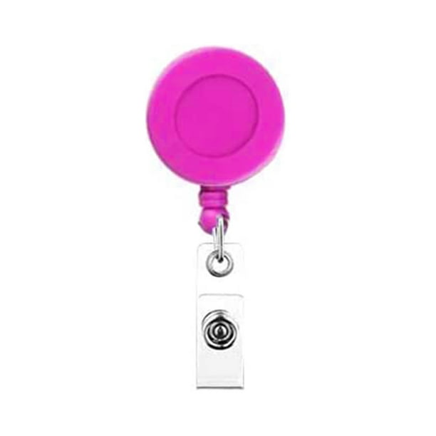 Pinza de cocodrilo retráctil giratoria de plástico ABS de color, fácil de tirar, de alto rebote, con tira de cuero transparente y hebilla de identificación
