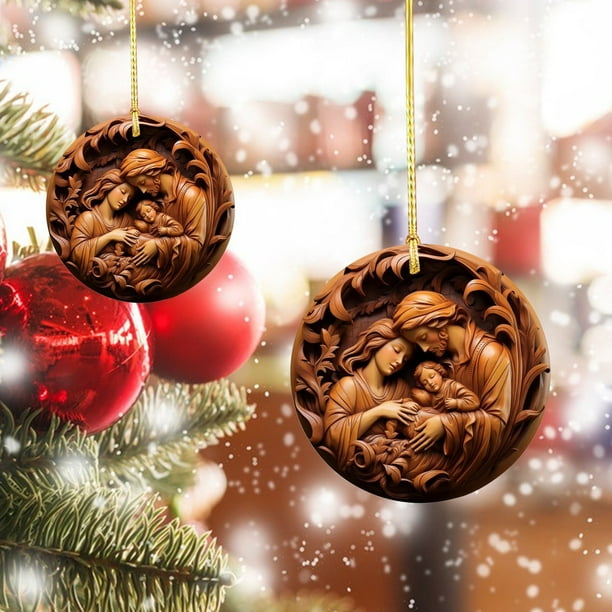 Adornos navideños de la Natividad de Xaoshaoyi, adornos navideños religiosos, adornos cristianos para decorar el árbol de Navidad, regalos religiosos sagrados, adornos de la Natividad para el árbol