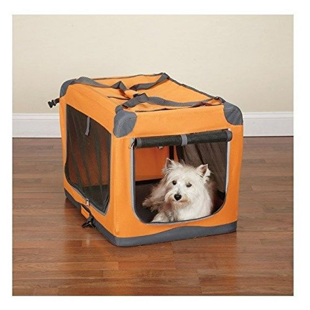 Small Dog Crate Orange Pioneer Soft Sided Collapsible Travel Crates