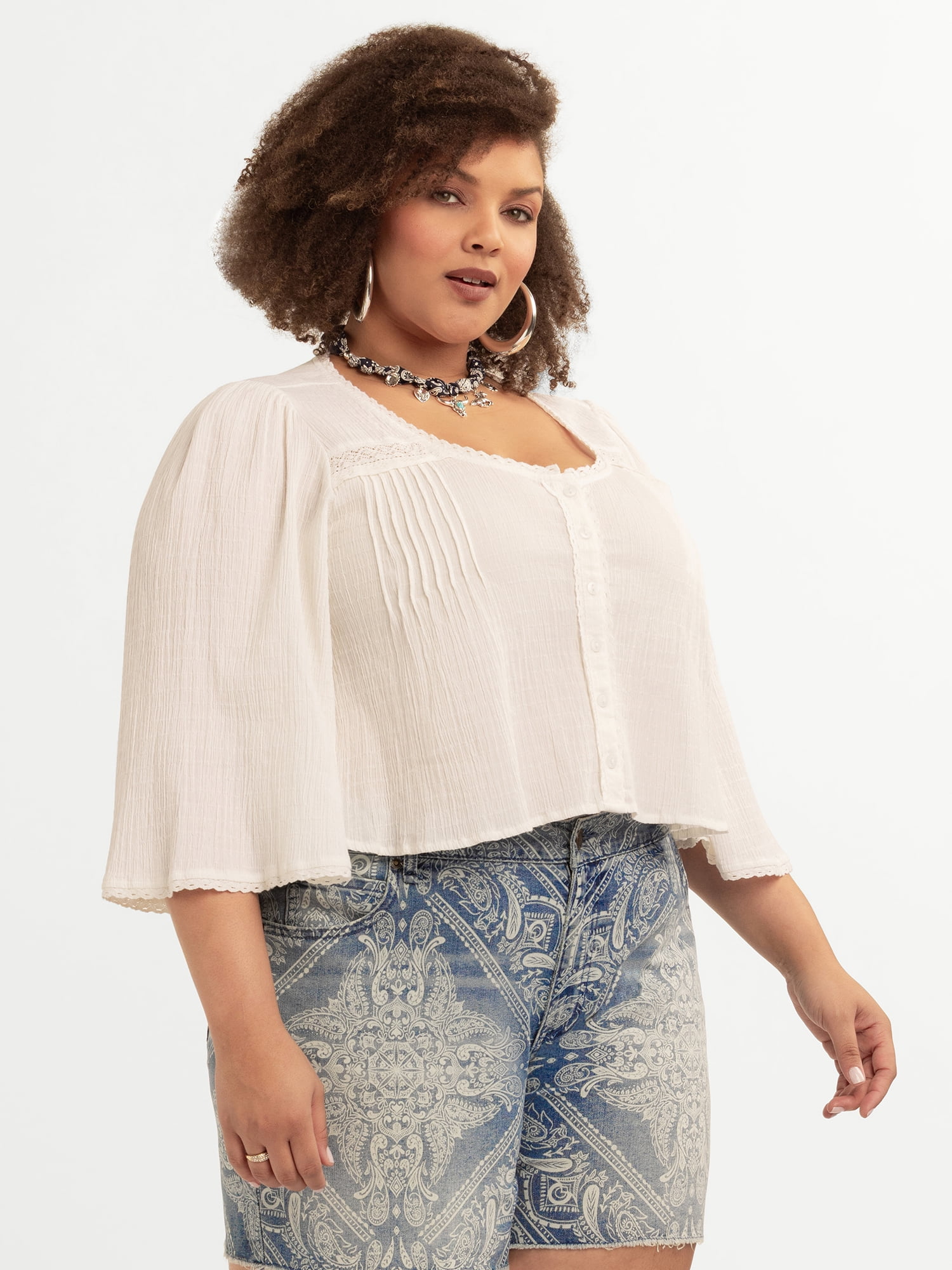 Jessica Simpson Women's Plus Fiesole Blouse, Sizes 0X-4X