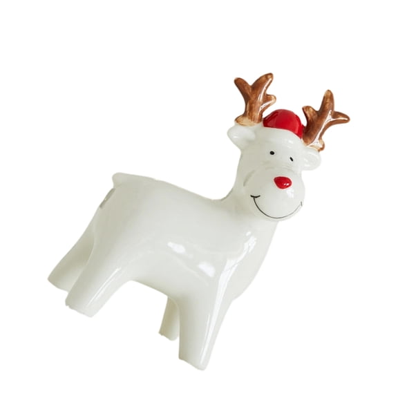 Battery Operated Christmas Snowman Deer Village Figurine, Ceramic LED Lighted Mantel Window Decor Gifts