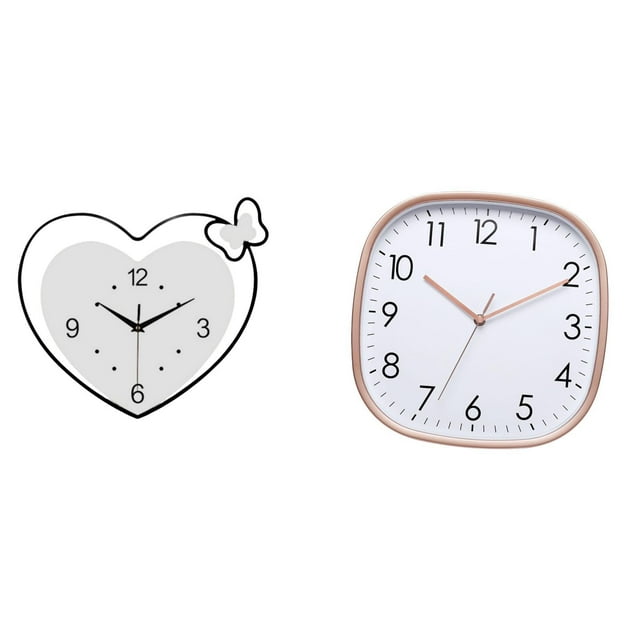 Reloj de pared acrílico sin , digital, silencioso, grande, moderno, con forma de corazón y diseño creativo de mariposa, ideal para dormitorio, s