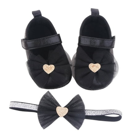 

Toddler Baby Girls Princess Shoes Lace Bowknot Soft Sole Lightly Comfy Prewalker Shoes for Girls With Headband Size 12;6-12 M