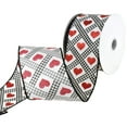 thumbnail image 3 of Valentines Gingham Argyle Glitter Hearts Wired Ribbon, 2-1/2-Inch, 10-Yard, 3 of 3