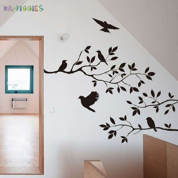 BadPiggies Birds Flying Tree Branches Wall Sticker Vinyl Art Decal for Home Bedroom Mural Decor (14 x 24in)