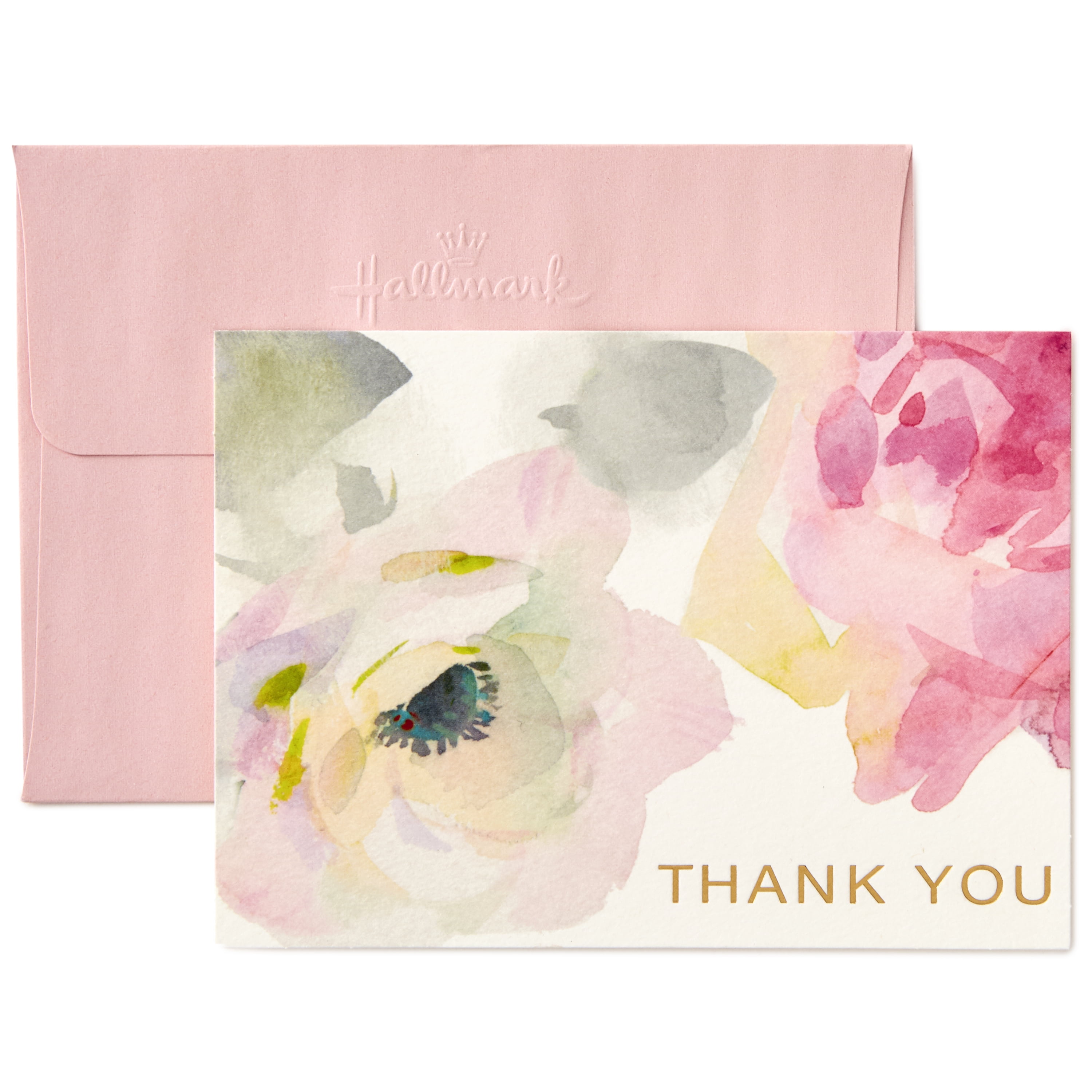 Hallmark Thank You Cards, Watercolor Flowers (10 Cards with Envelopes)