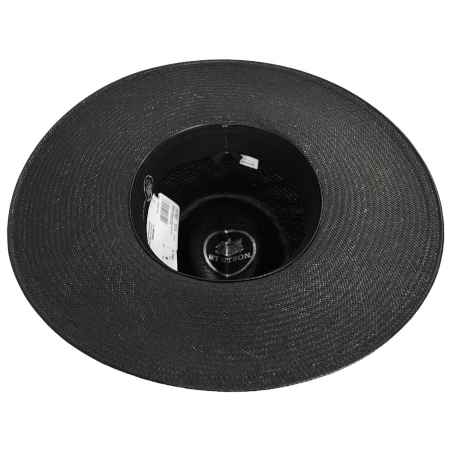 Atacama Shantung Straw Fedora Hat - Black - L - Black