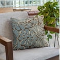 thumbnail image 6 of Plutus 20" x 20" Flower Velvet Paisley Luxury Throw Pillow in Blue, 6 of 8