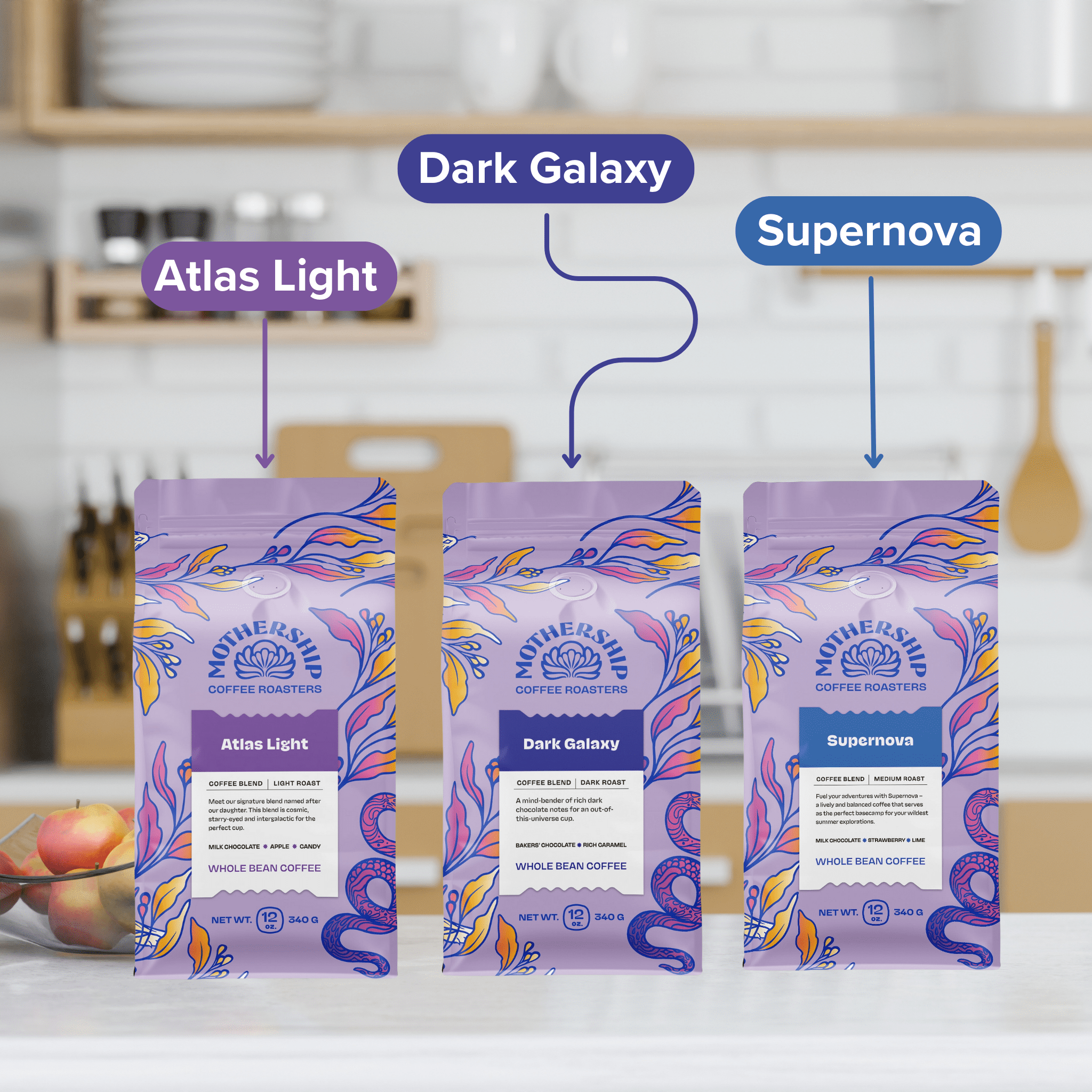 Local Mothership Coffee Supernova Blend, Medium Roast Coffee, Whole Bean 12oz