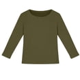 thumbnail image 2 of ZHOGXU Kids Girls T Shirts Long Sleeve Crew Neck Solid Color Ribbed Stretch Comfortable Slim Fit Basic Tee Top For Casual Daily Wear,Army Green,7-8 Years, 2 of 4