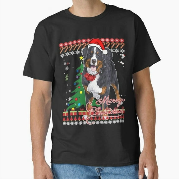 Bernese Mountain Dog Ugly Christmas Sweater Funny Holiday Pet Unisex T-shirt, for men & women, up to size 5XL