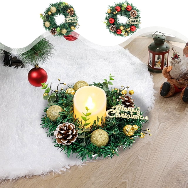 Corona de velas navideñas Decoración navideña Corona de velas aromáticas Accesorios de decoración de escritorio Suministros de decoración para centros de mesa festivos y decoración del Akmoler