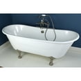 thumbnail image 3 of Aqua Eden VCTND6728NH8 67-Inch Cast Iron Oval Double Slipper Clawfoot Tub (No Faucet Drillings) in White/Brushed Nickel, 3 of 8