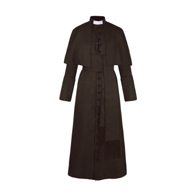 Disfraz de sacerdote de Halloween con collar cruzado Unisex Hombres Mujeres Sólido TFixol Traje de sacerdote