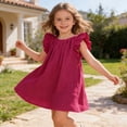 thumbnail image 2 of Elegant Girls Ruffle Trim Dress Summer Cute Sleeveless Round Neck A Line Red Casual Dresses 6-12 Months, 2 of 7
