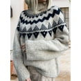 thumbnail image 5 of Womens Sweater Vintage Crew Neck Long Sleeve Chunky Knit Fall Winter Pullover Sweaters Tops Gray S, 5 of 9