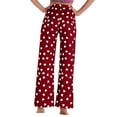 thumbnail image 4 of Posijego Women's Valentines Day Pajama Pants Wide Leg Elastic High Waist Heart Printed Lounge Pants with Pockets, 4 of 5