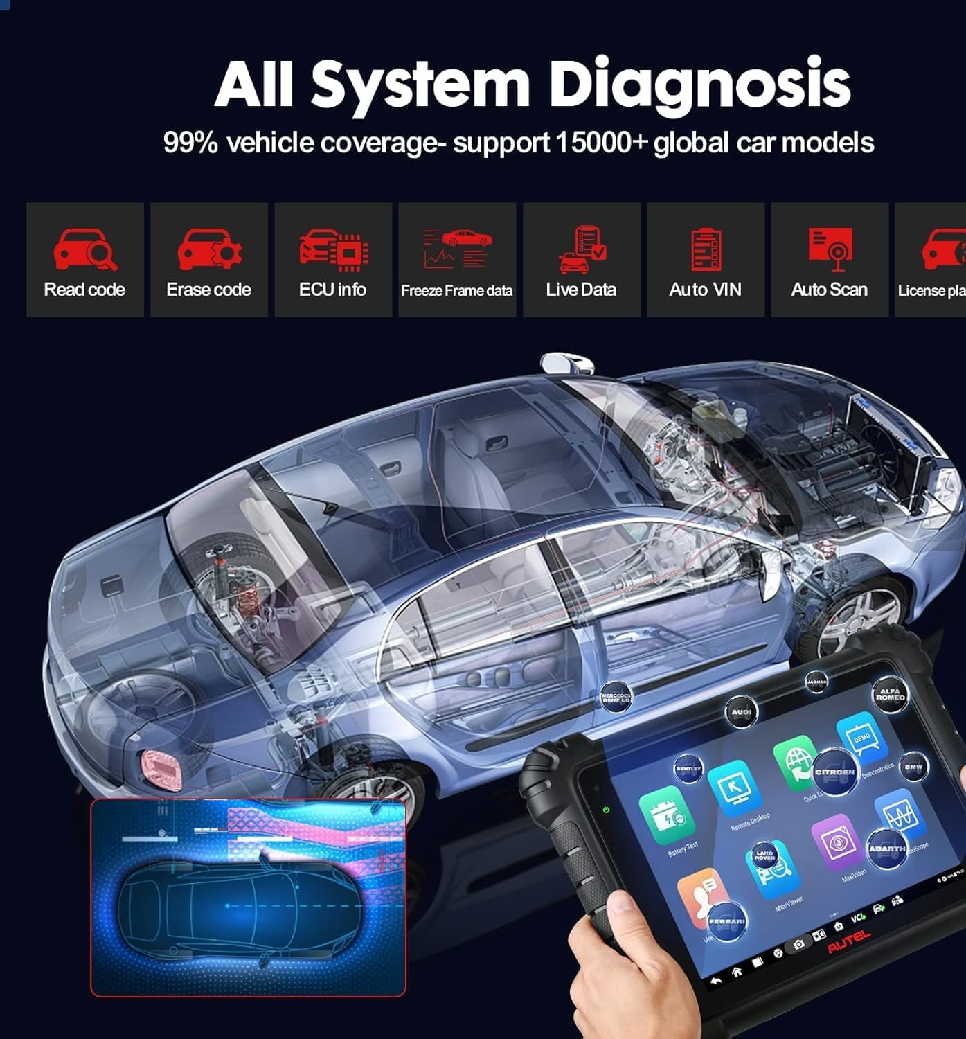 Autel Scanner MaxiCOM MK906 Pro, Android 10 Based ECU Coding Scan Tool, 2025 Upgrade of MaxiSYS MS906BT & MS906 Pro, Bi-Directional Scanner with 40+ Services, Support BT506 & MV108
