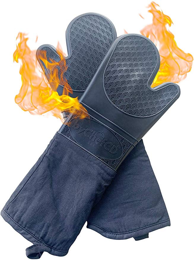 ByChefCD Extra Long Silicone Oven Mitts/Heat Resistant Black Walmart