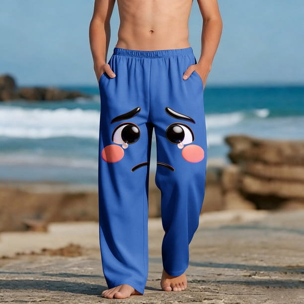 Pantalones largos para niños y niñas, de moda, estampados, casuales, de playa, con bolsillos.