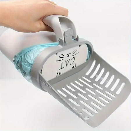 CHYJP [Easy Use Cat Litter Scoop] Cat Litter Scoop with Waste Bag Holder Plastic Cat Litter Box Cleaner Easy Use for All Cat Breeds Pet Supplies