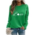 thumbnail image 2 of Uootdi St. Patrick's Day Sweatshirt for Women Crewneck Cute Shamrock Graphic Long Sleeve Shirts for Women Lucky Leaf Irish Shamrock Pullover Shirts Tops Gift, 2 of 5