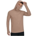 thumbnail image 2 of Men's Fishing UPF 50+ Sun Protection Hoodie Regular Fit Solid Color Hooded Long Sleeve with Thumb Holes & Watch Window Quick Dry UV Shirt Coffee L, 2 of 7