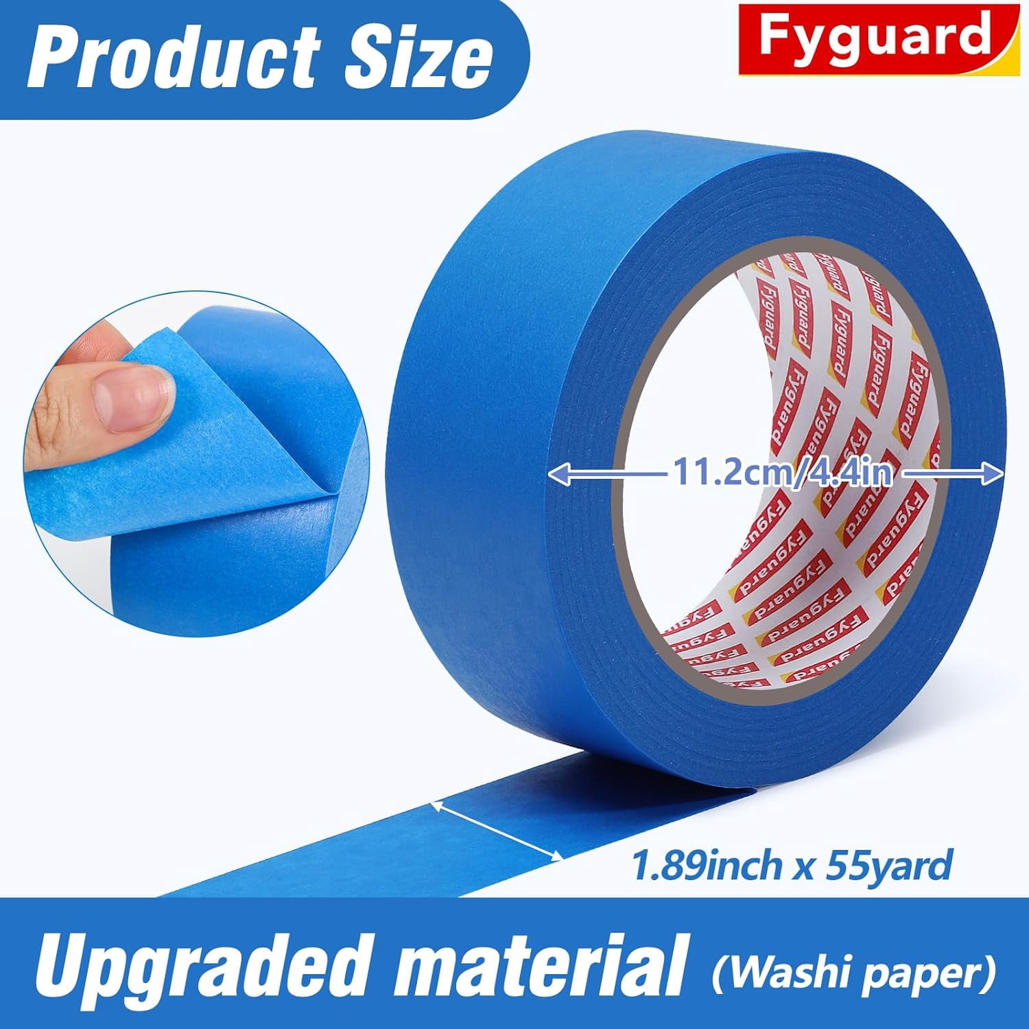 5 Rolls Painters Tape 2 Inch Wide, Blue Bulk 1.89In × 55Yd Tape, Multi-Surface Masking for Wall Painting Edge Treatment DIY Crafts, Total 275 Yards