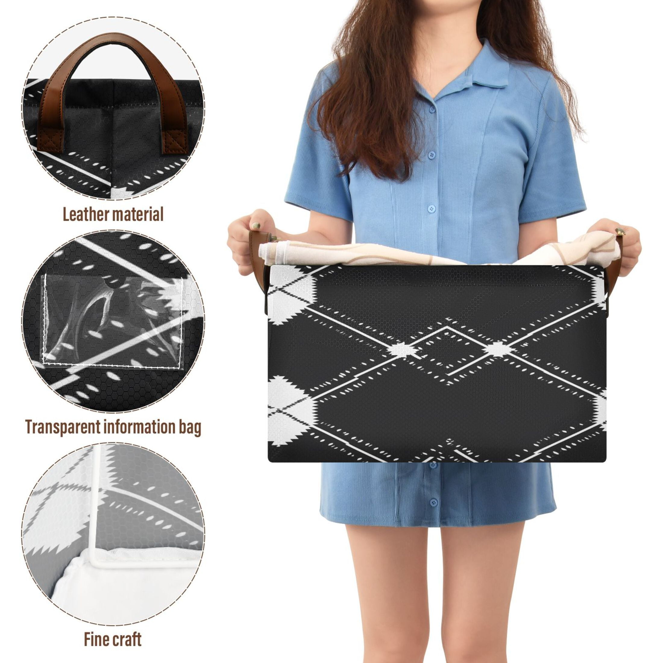 Ryvnso Black White Plaid Checkered Storage Bins Large Basket Foldable Cube Toys Organizer with Handles 2 PCs