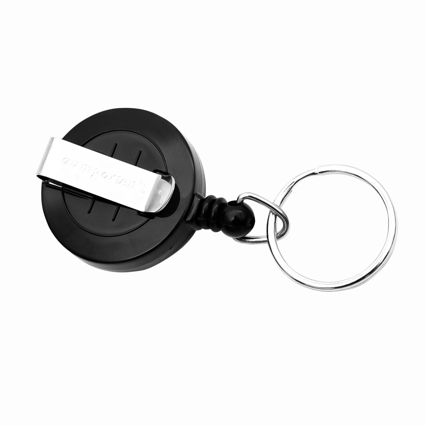 SICURIX Standard Round ID Badge Reel with Belt Clip & Key Ring, Black, Pack of 6
