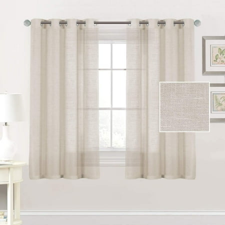 White Linen Curtains For Living Room Light Filtering Dries Bedroom Privacy Protection Semi Sheer Curtain Ds 72 Inches Long 2 Panels Elegant Silver Grommet Top Canada Linen Semi Sheer Curtain Ds 72, White Linen Curtains 63 Inches Long