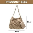 thumbnail image 2 of Bolso bandolera de nailon de gran capacidad con cadena y cara suave, bolso tipo cubo con un solo hombro, color caqui, 2 of 5
