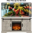 thumbnail image 5 of OKD Farmhouse Electric Fireplace TV Stand for TVs up to 65", Entertainment Center with Fireplace, Light Rustic Oak, 5 of 7