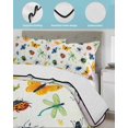 thumbnail image 3 of Quilts Queen Size Bedding Set, Spring Butterfly Dragonfly Reversible Summer Quilt 3 Pieces, Botanical Floral Colorful Lightweight Bedspreads Coverlets with 2 Pillow Shams for All Seasons, 3 of 5