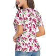 thumbnail image 3 of Wukai Lilies Flowers Classic V-Neck T-Shirt for Women: Comfortable, Stylish, and Versatile Wardrobe Essential-Small, 3 of 7